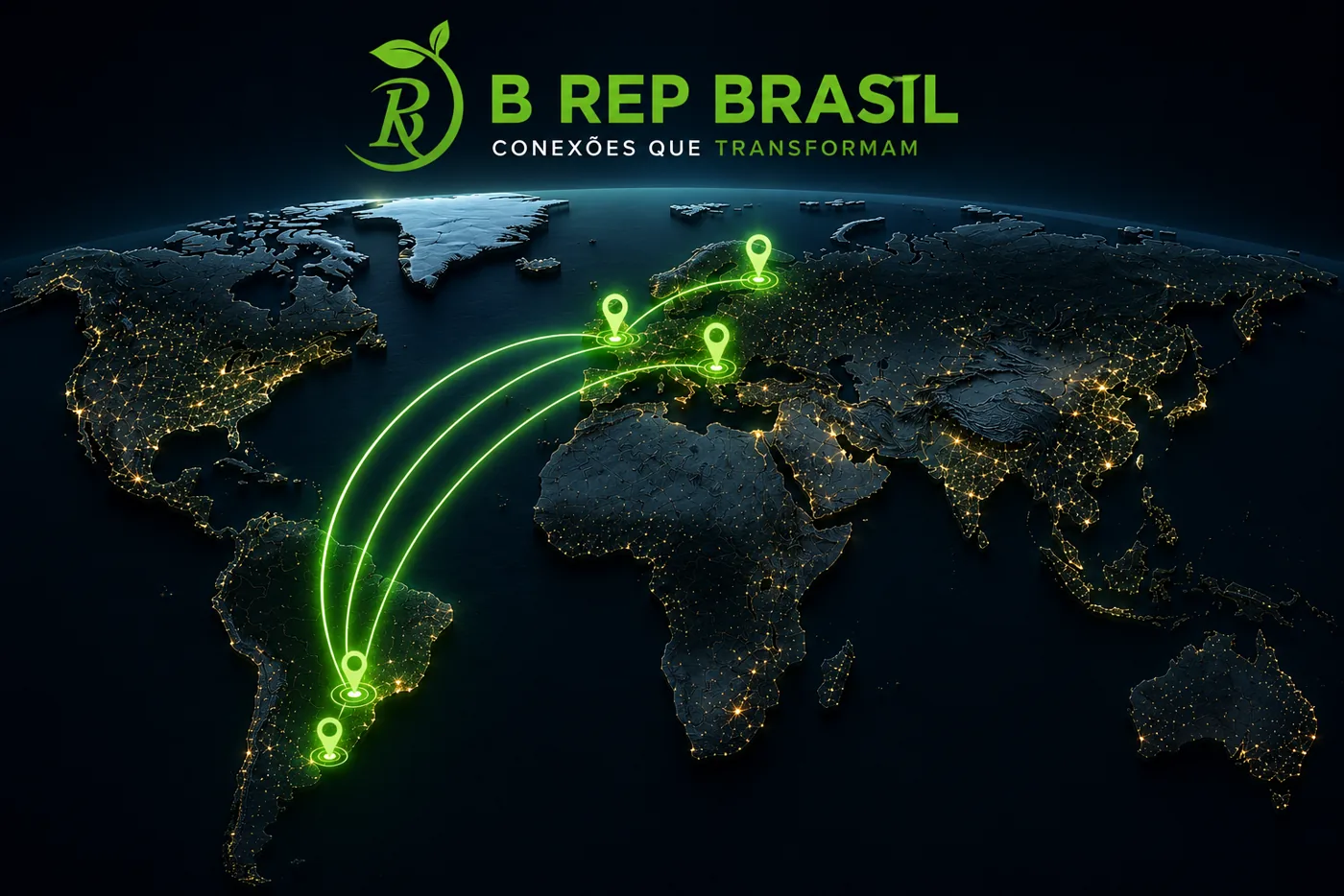 Mapa de presença da B REP BRASIL — Brasil, Portugal, Alemanha e Itália
